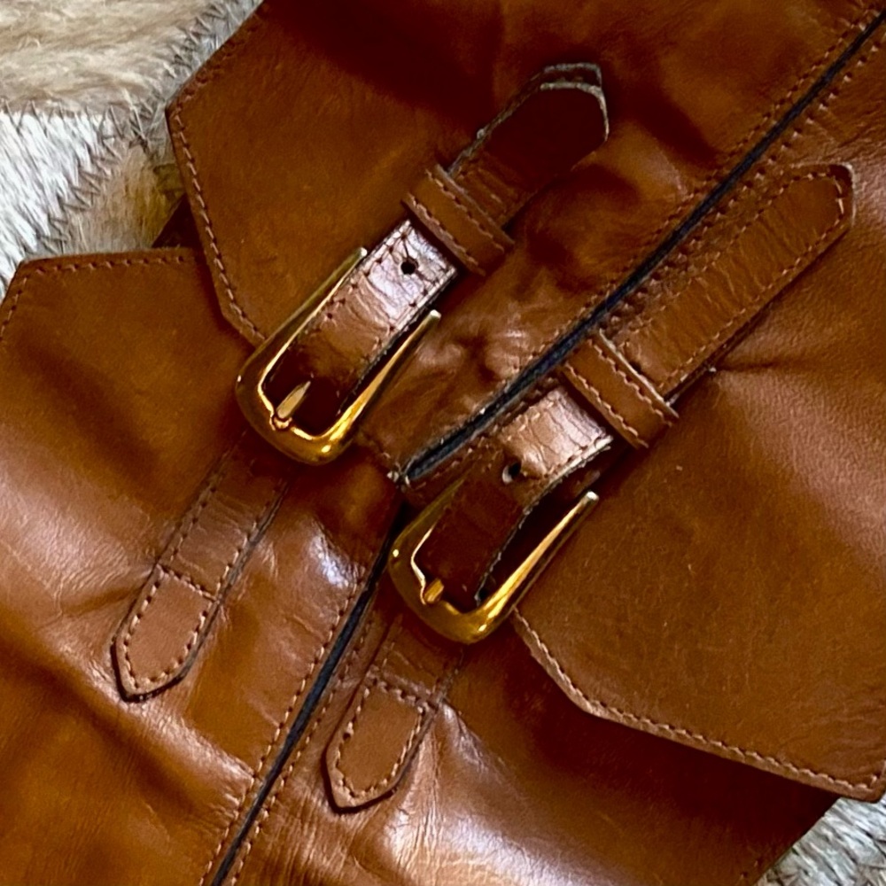 Vintage 90s YSL Brown Leather Corset Belt Large - Picture 4 of 11